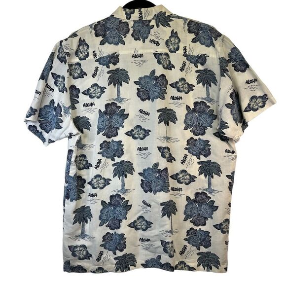 Vtg 90s Bugle Boy Hawaiian raime cotton blend Short Sleeve Button down aloha L - Picture 2 of 15